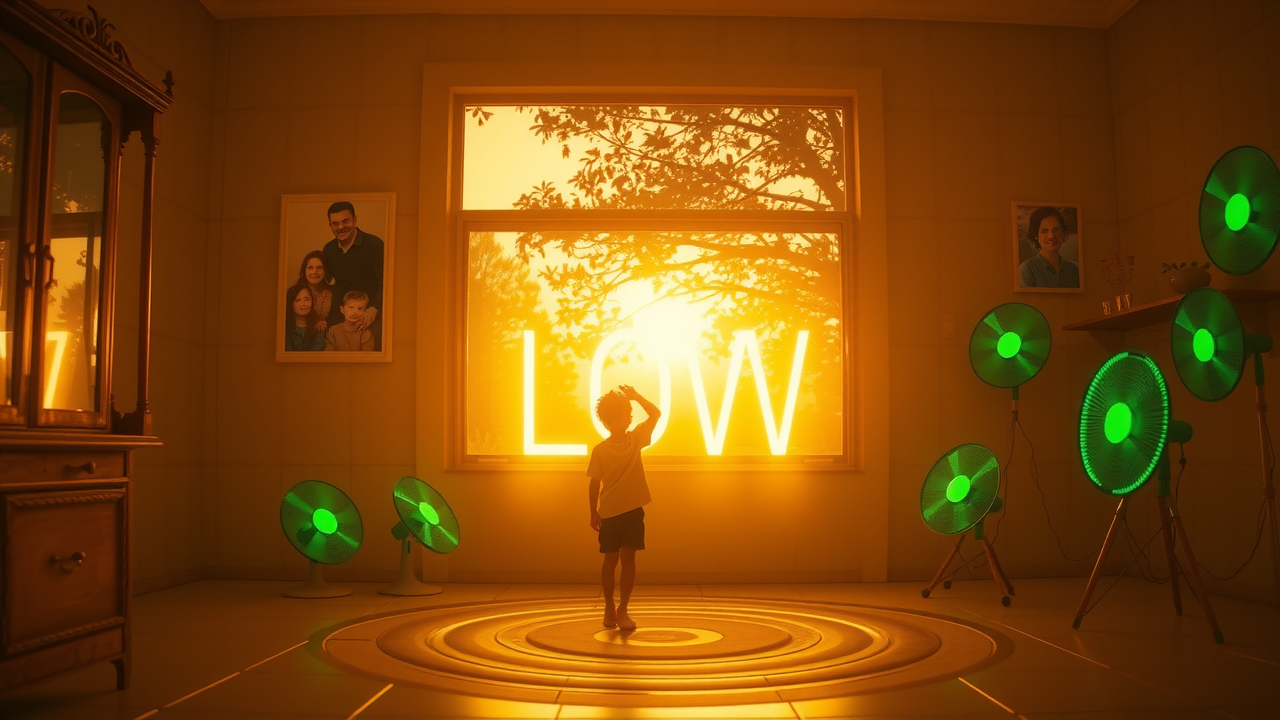 Dream image: cathedral of green server fans with light streaming through